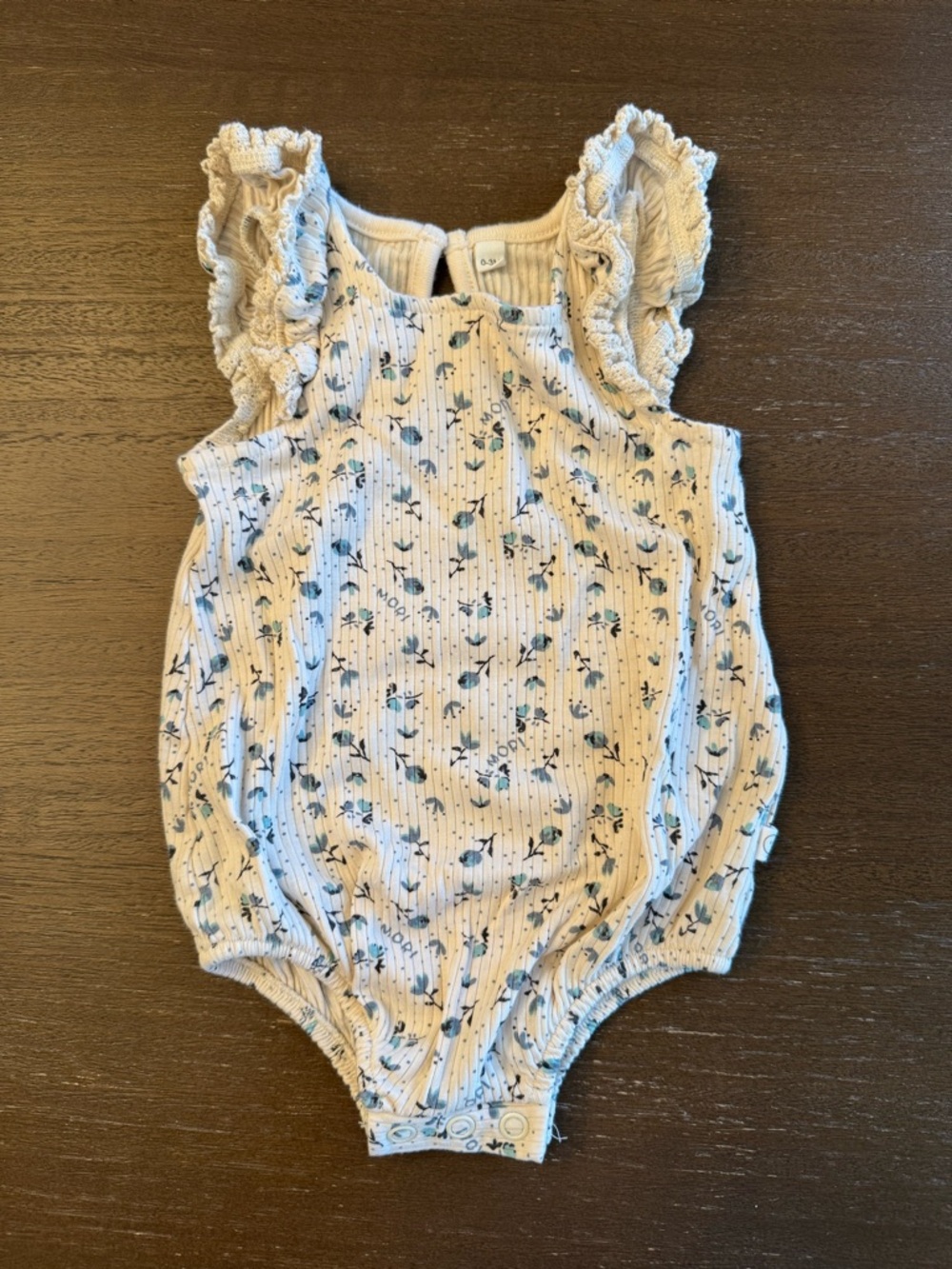 Mori Baby Floral Frilled Ribbed Bloomer Romper